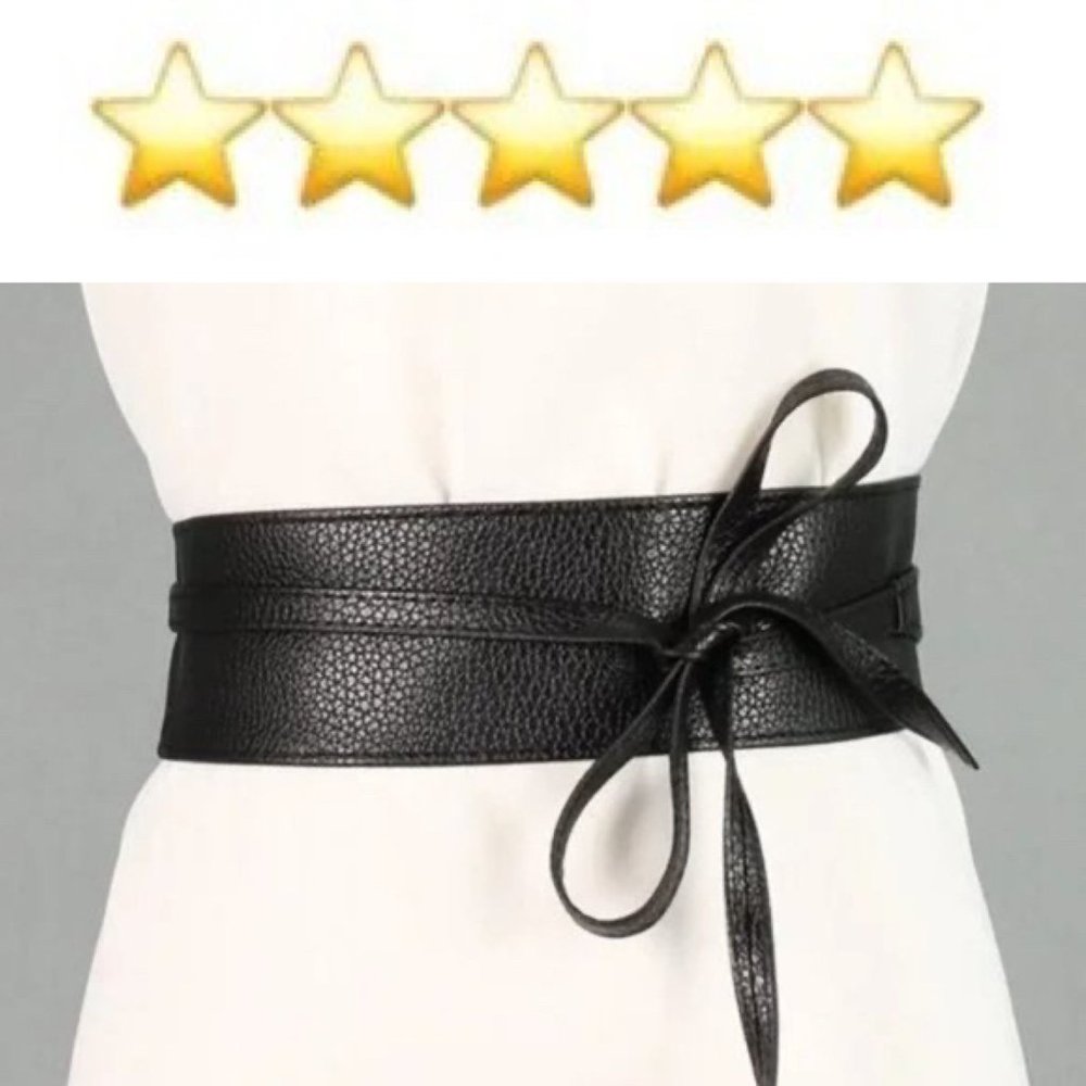 Obi Belt Wide Wrap Around Waist Boho Gypsy Self Tie Cinched Corset Black - Picture 3 of 12